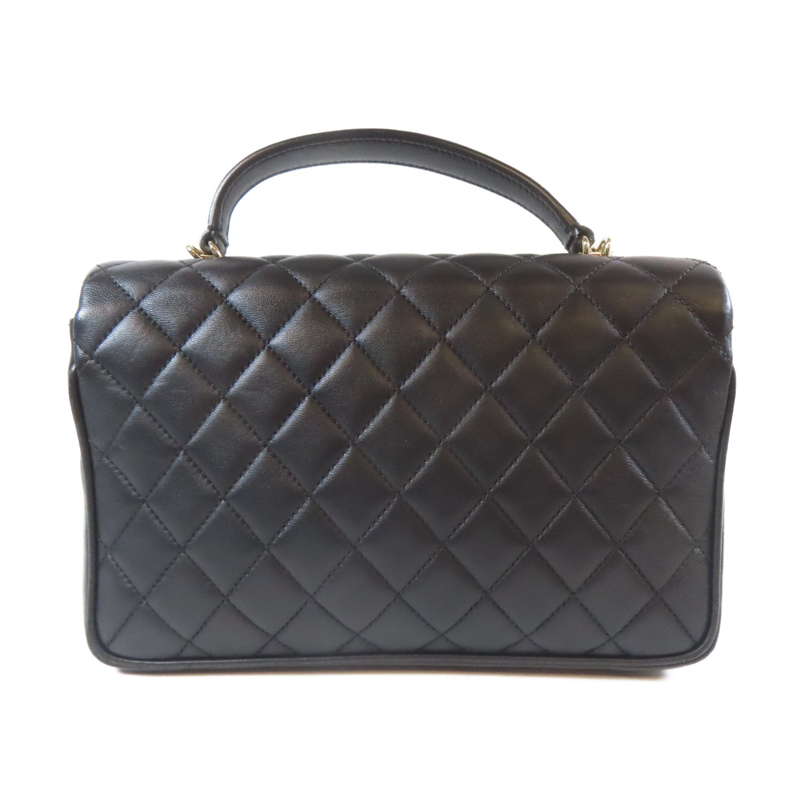 CHANEL 菱格牛皮皮革2 Way Shoulder Bag金扣手挽肩背兩用袋黑色