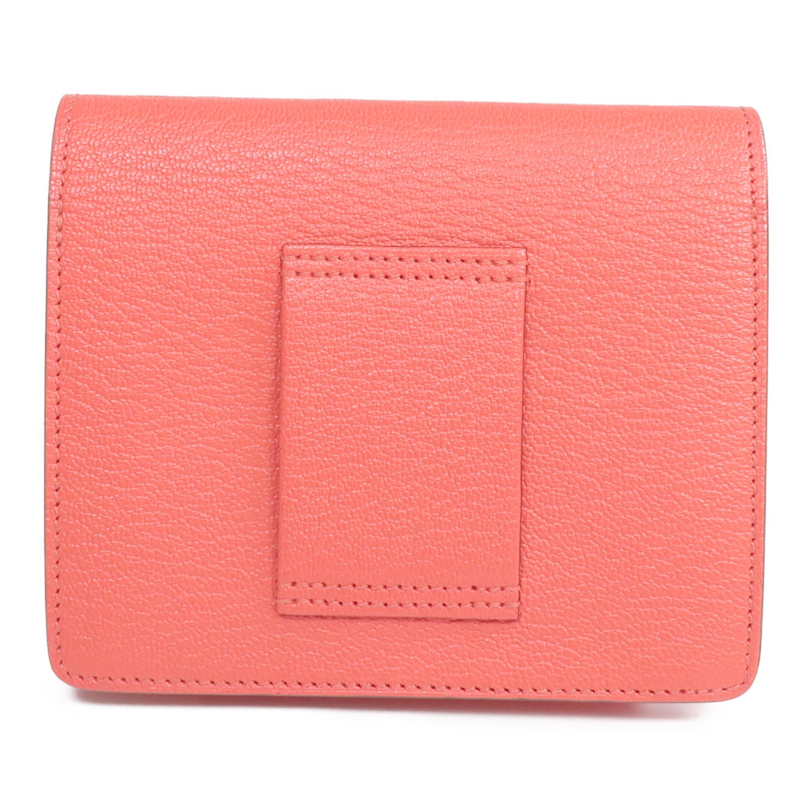 HERMES Chevre皮革Roulis Slim Wallet銀扣錢包Rose Texas