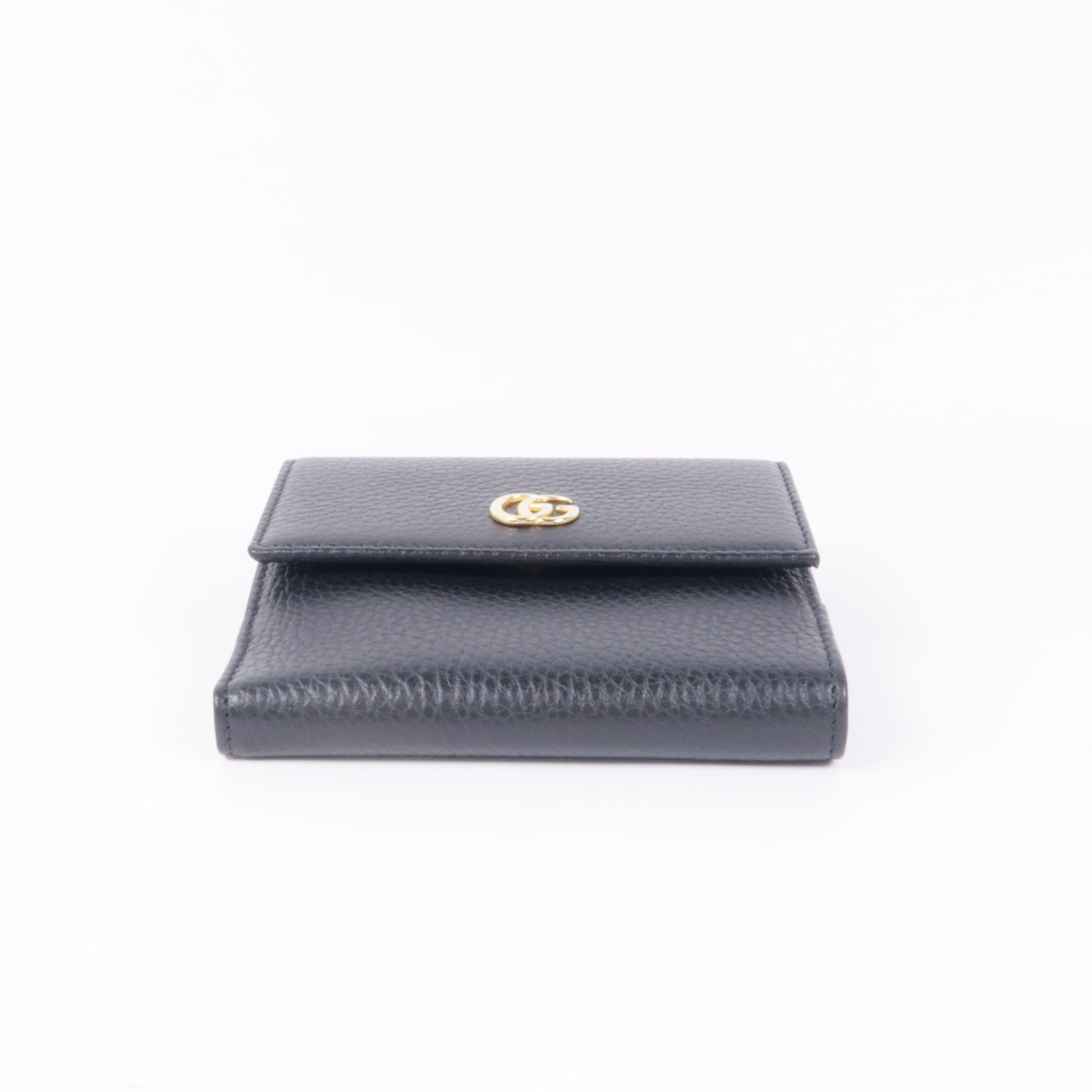 GUCCI GG GHW Wallet 456122 Calfskin Leather Black
