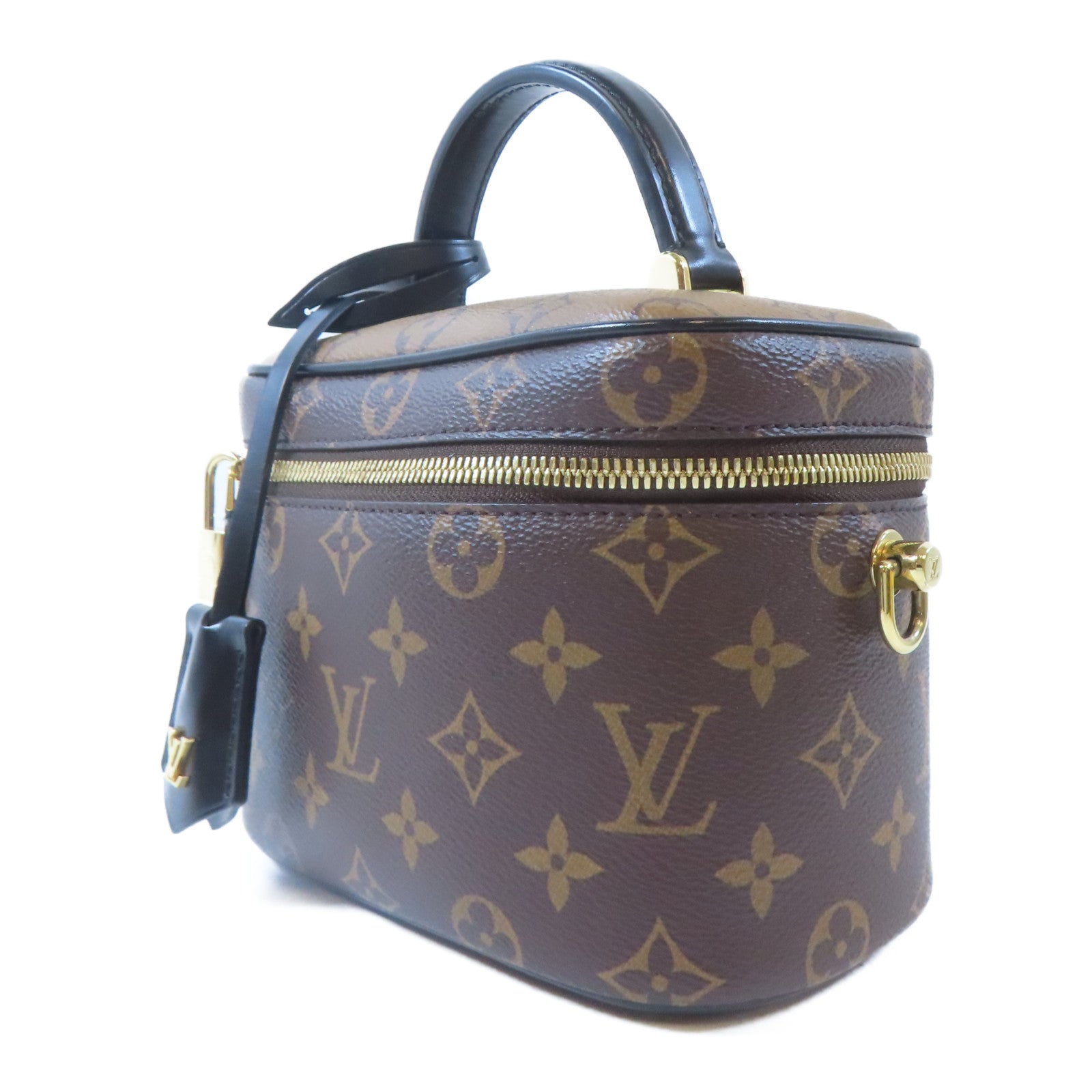 LOUIS VUITTON Monogram Reverse Vanity PM金扣手挽肩背兩用袋啡色