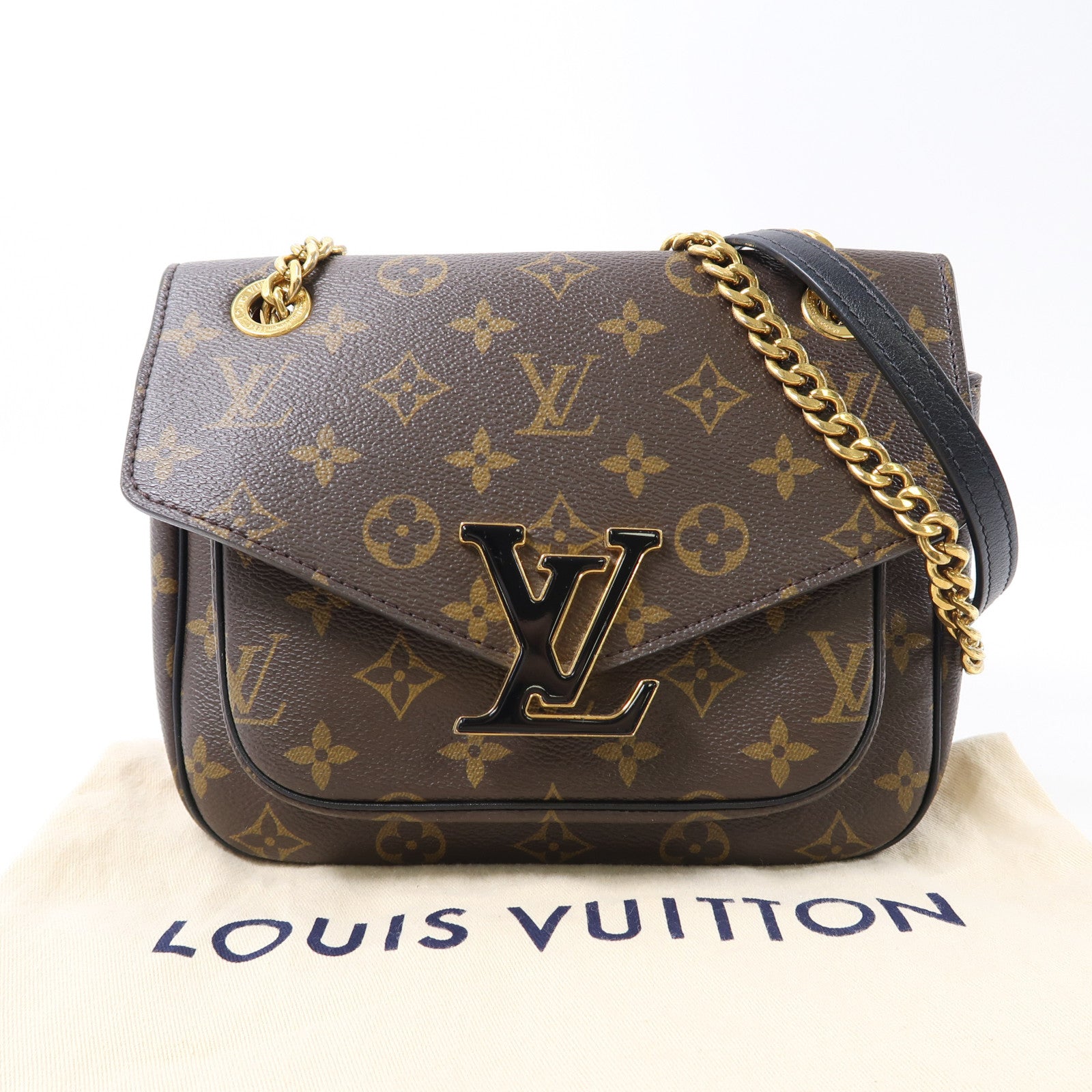 LOUIS VUITTON Monogram Passy金扣肩背袋棕色