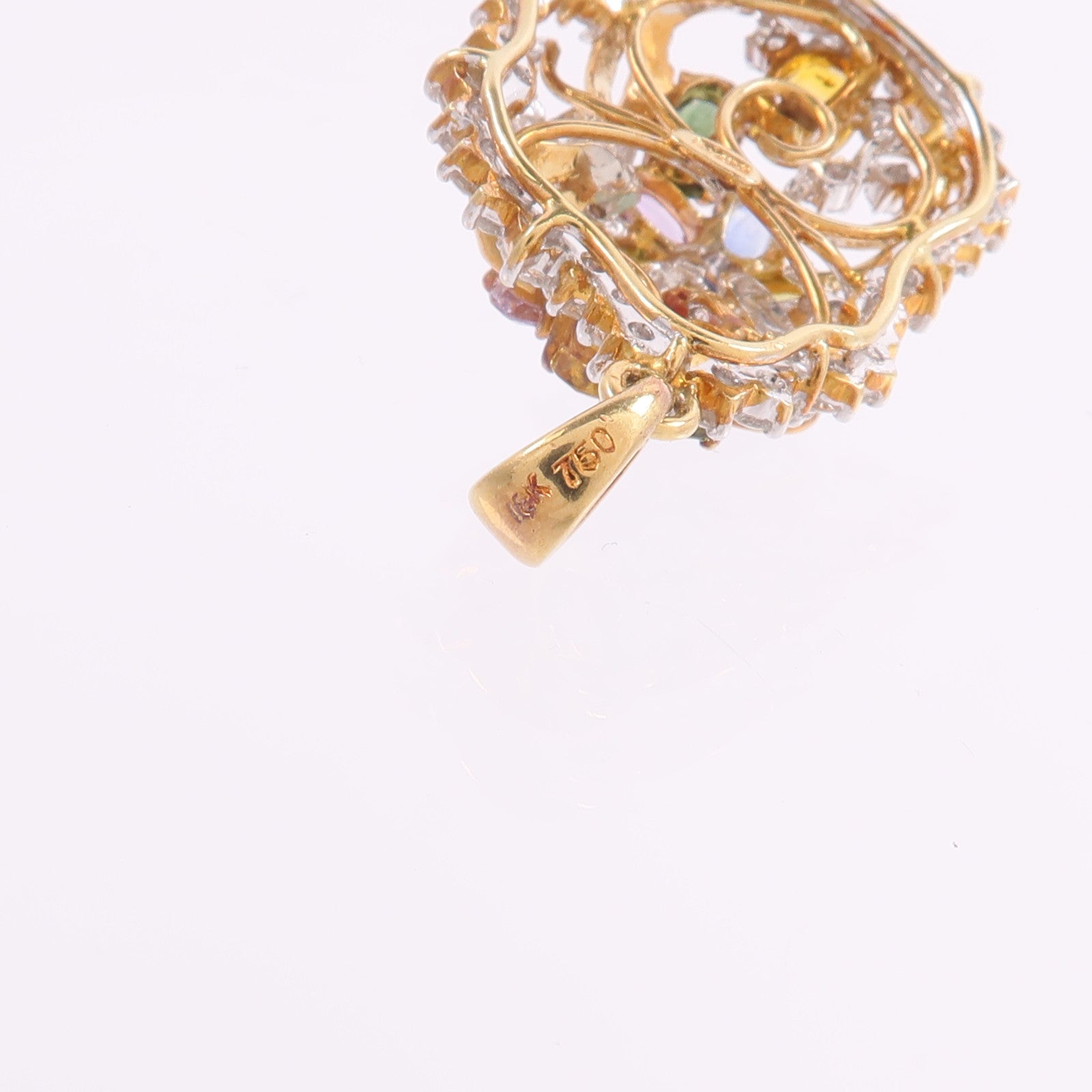 JEWELRY 18K黃金/白金Diamond Color Stone Pendant Top鑽石/彩色寶石吊墜