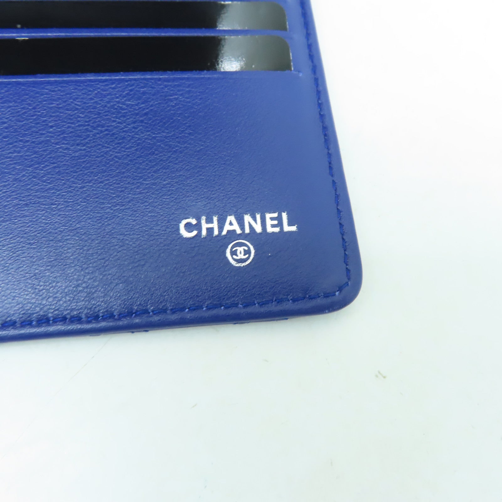 CHANEL 【激減優惠】菱格牛皮皮革Wallet銀扣長錢包藍色