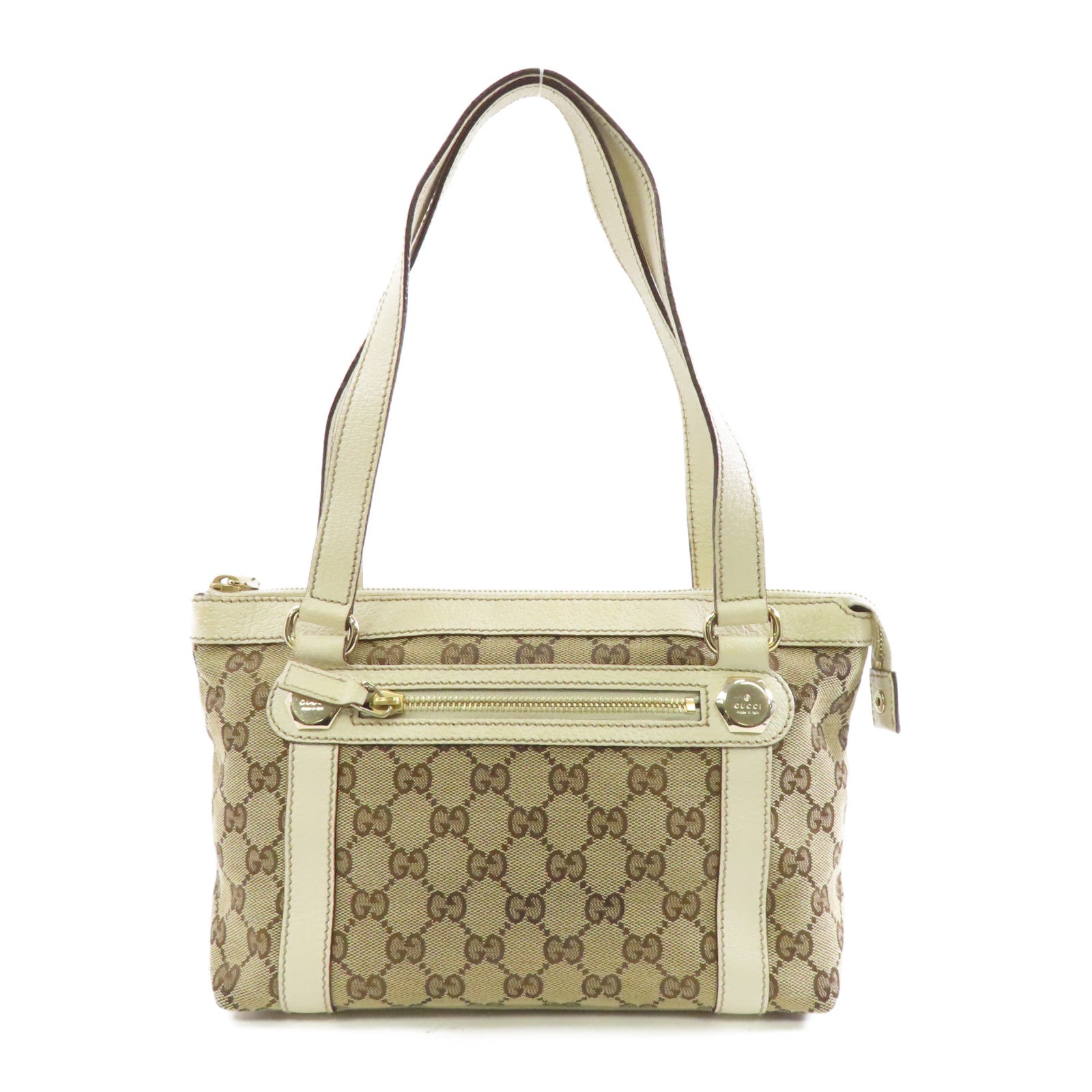 GUCCI 帆布/皮革Shoulder Bag金扣肩背袋啡色/啡色