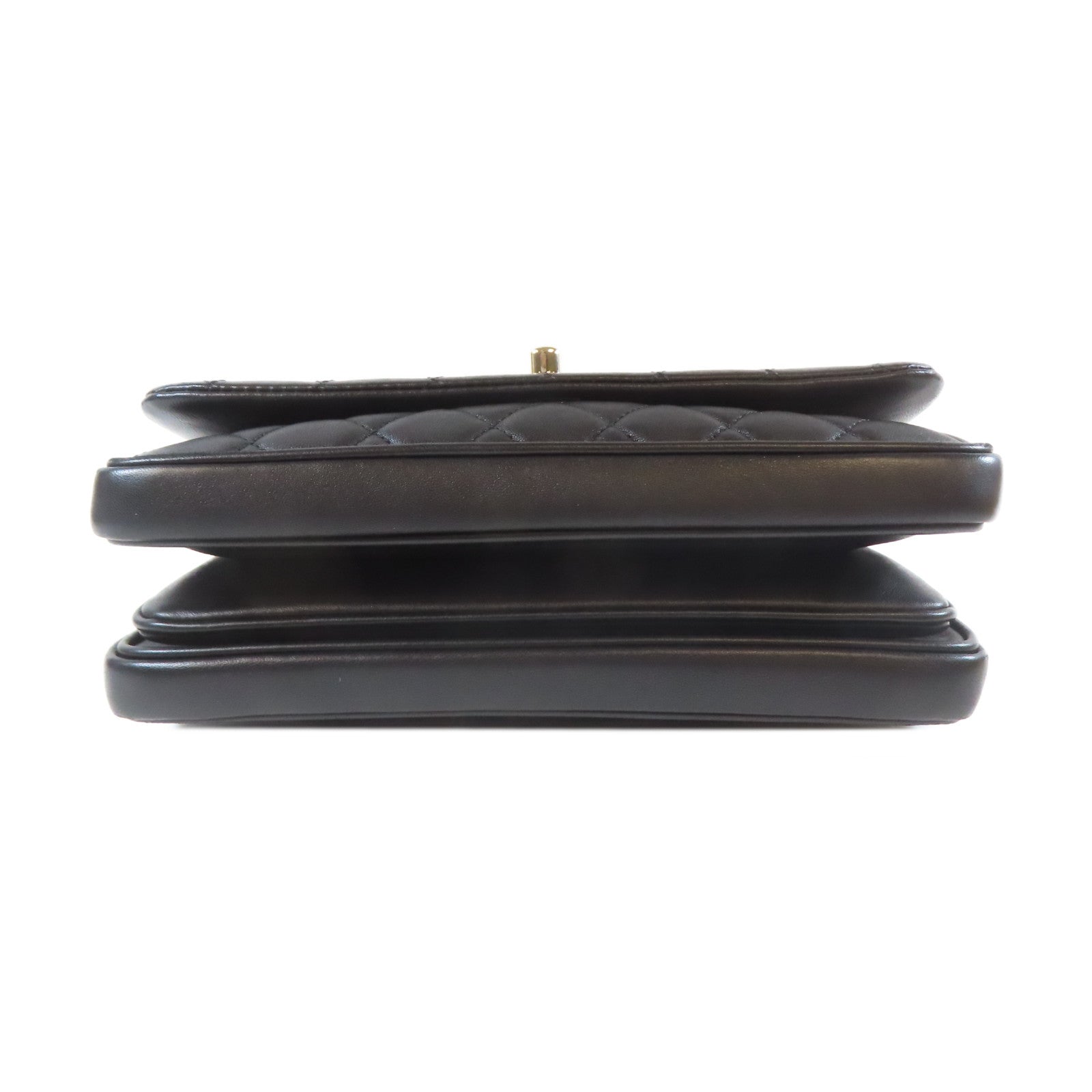 CHANEL 菱格牛皮皮革2 Way Shoulder Bag金扣手挽肩背兩用袋黑色