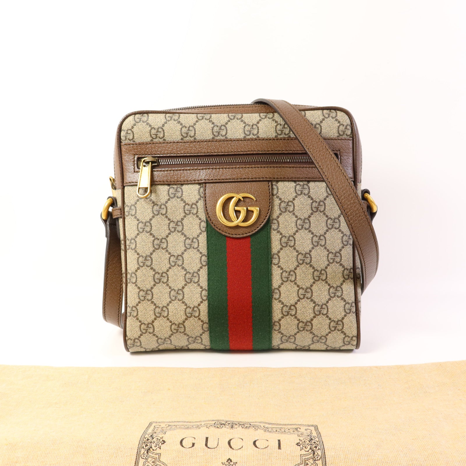GUCCI 塗層帆布Ophidia GG Supreme Messenger Bag金扣肩背袋
