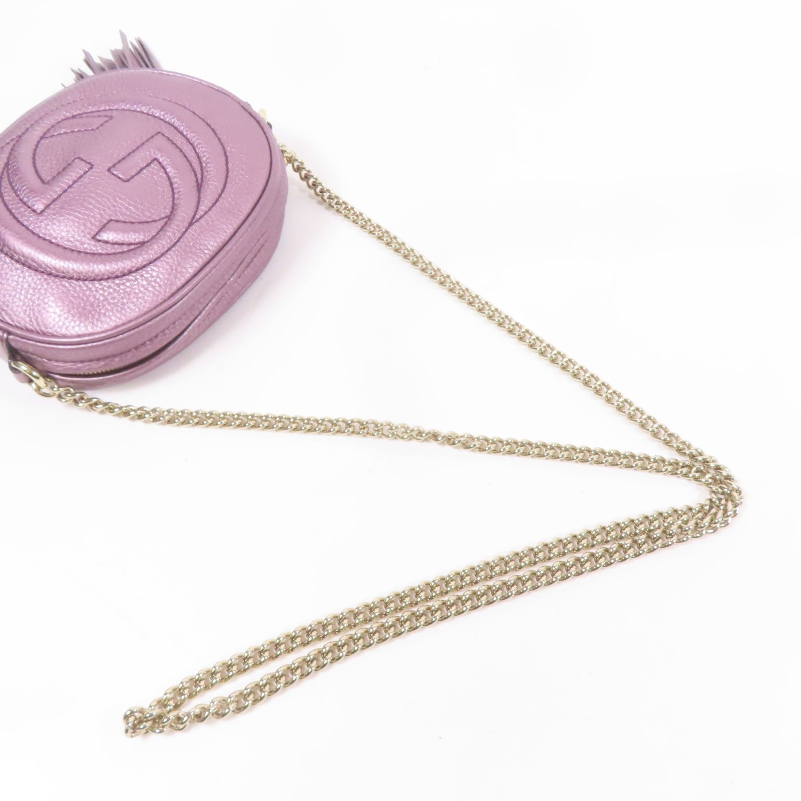 GUCCI GG GHW Chain Shoulder Bag 353965 Leather Purple
