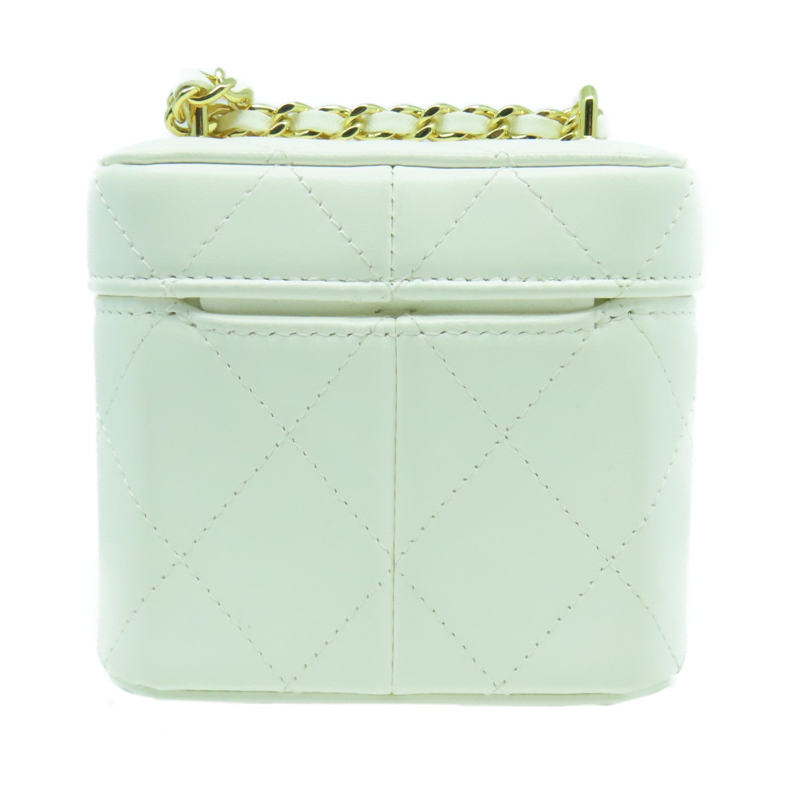 CHANEL 【激減優惠】菱格牛皮皮革Chain Shoulder Bag金扣鏈帶肩背袋白色