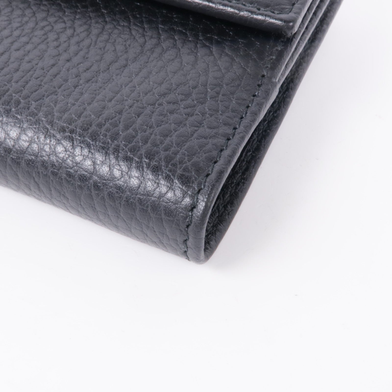 GUCCI GG GHW Wallet 456122 Calfskin Leather Black