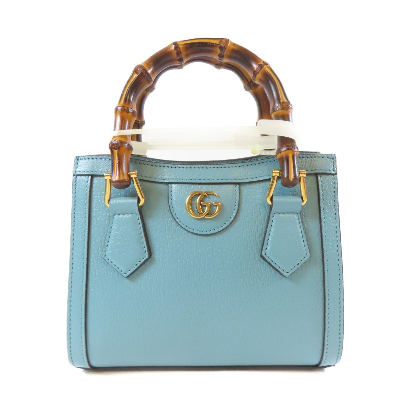 GUCCI 牛皮皮革Diana Mini Tote 2 Way Shoulder Bag金扣手挽肩背兩用袋藍色