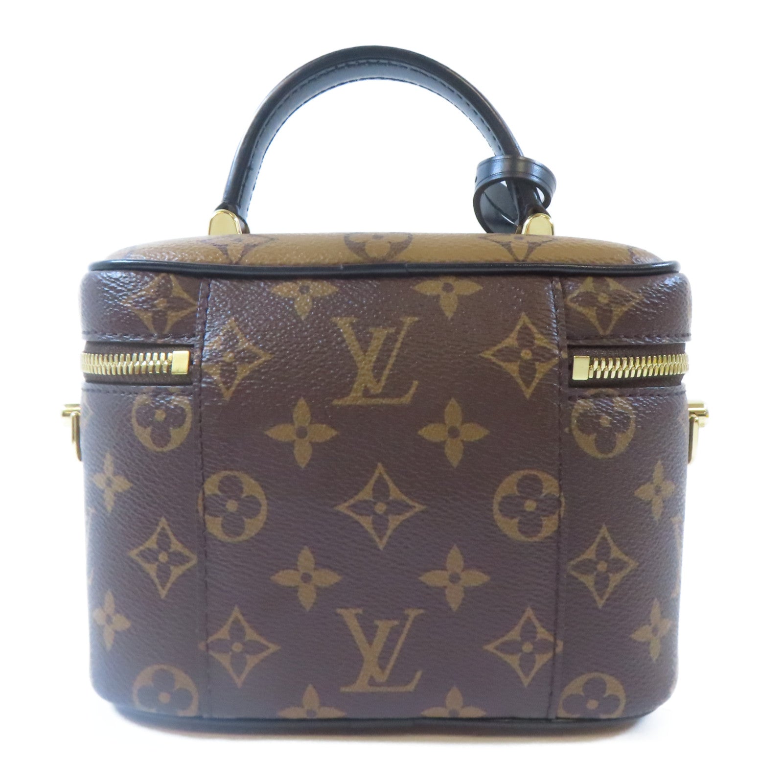 LOUIS VUITTON Monogram Reverse Vanity PM金扣手挽肩背兩用袋啡色