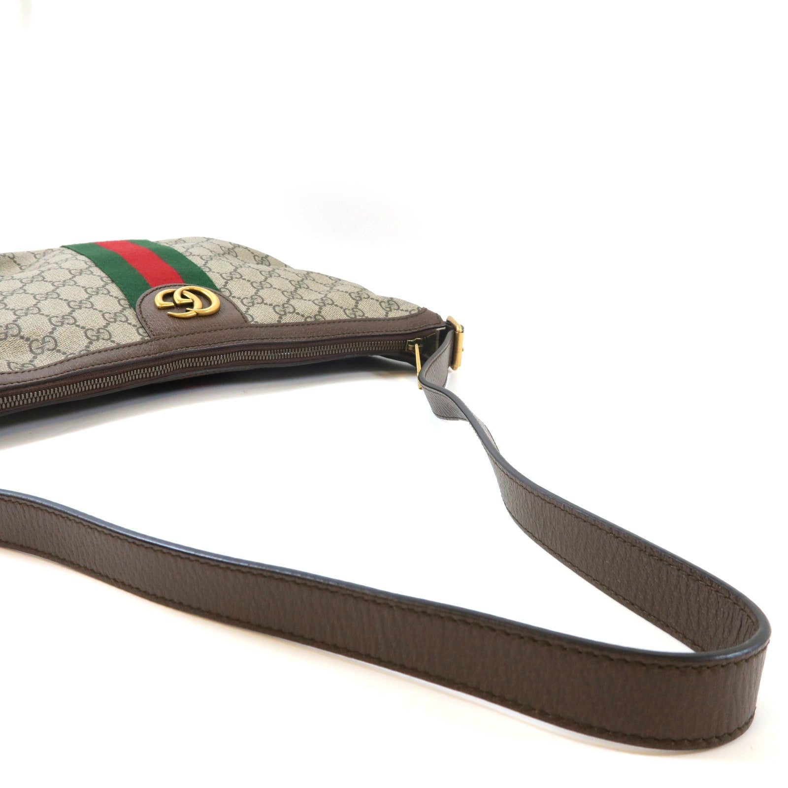 GUCCI 塗層帆布金扣肩背袋啡色