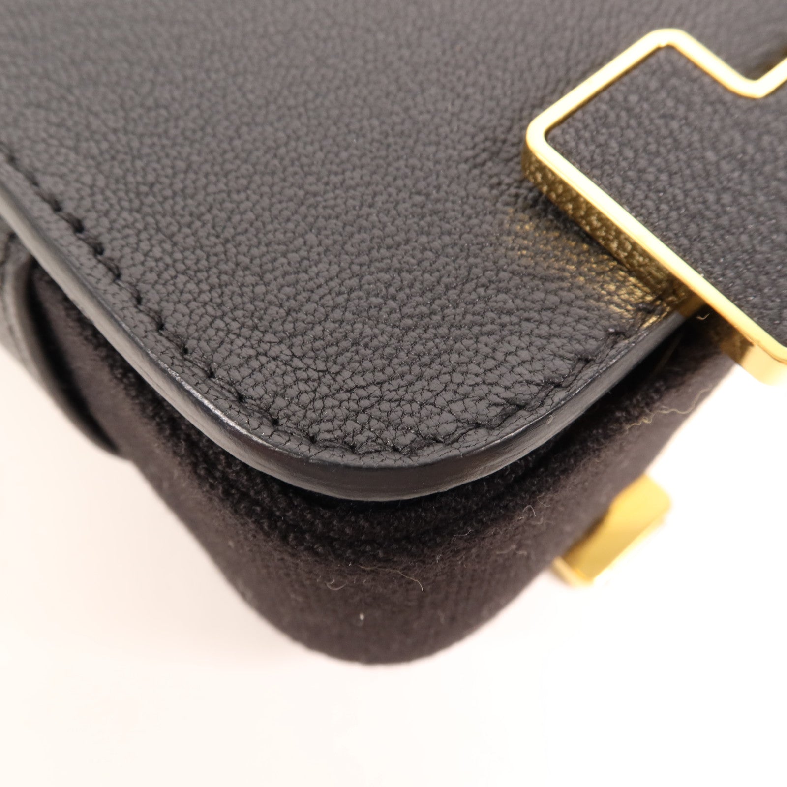 HERMES Chevre皮革Geta金扣肩背袋Noir