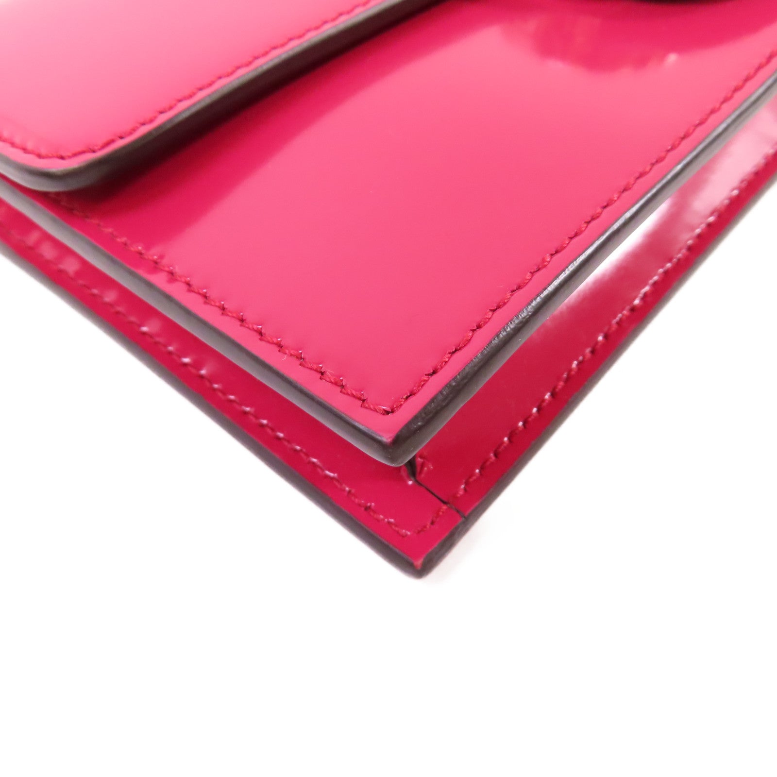 GUCCI 漆皮皮革Wallet On Shoulder Bag金扣肩背袋紫粉色
