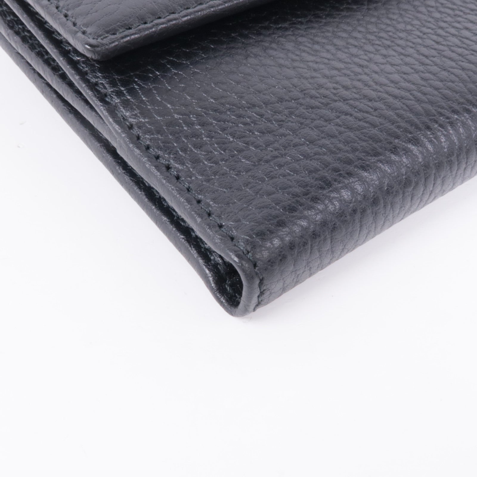 GUCCI GG GHW Wallet 456122 Calfskin Leather Black