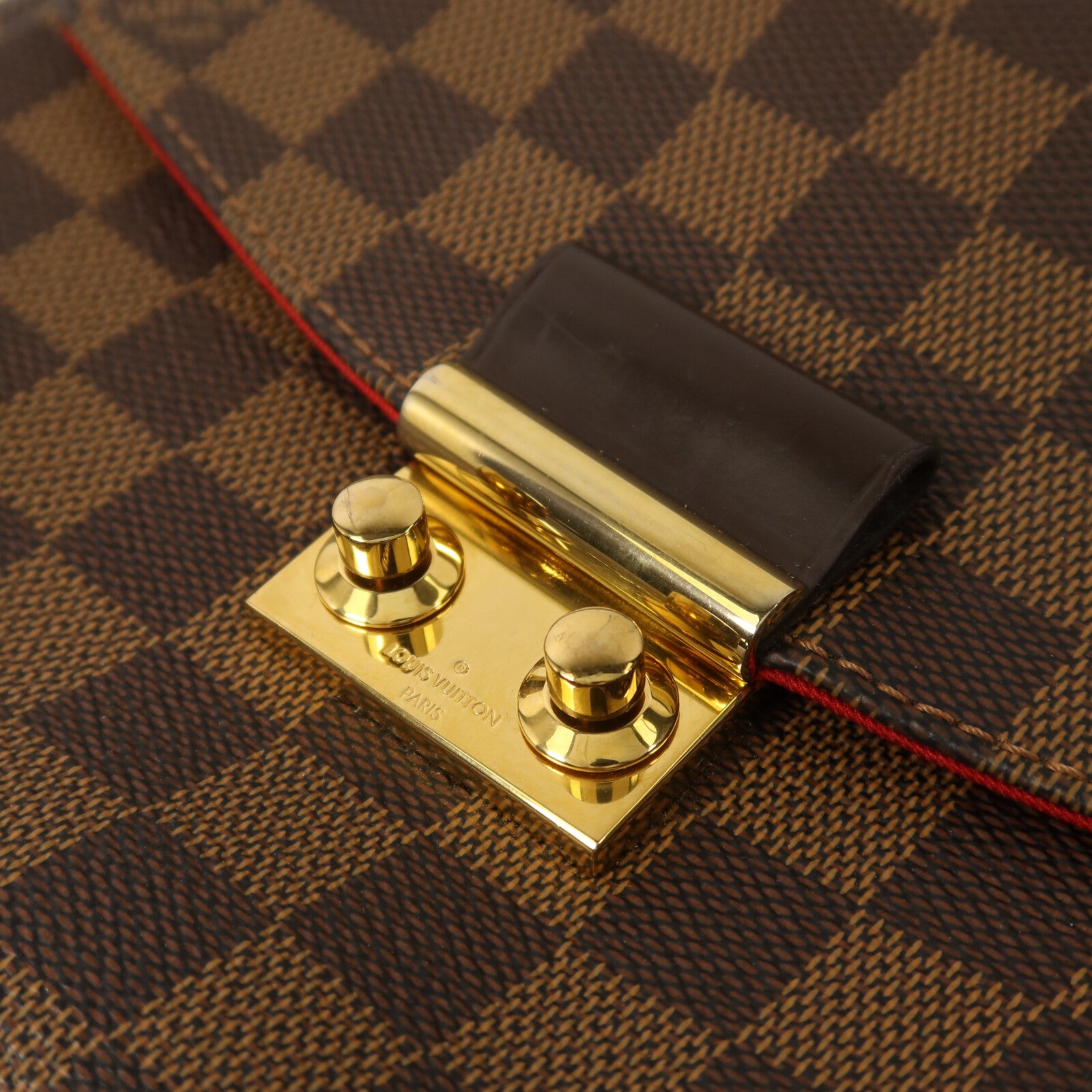 LOUIS VUITTON Damier Croisette金扣手挽肩背兩用袋
