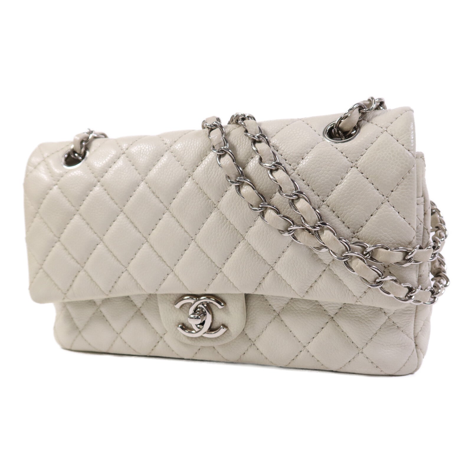 CHANEL 牛皮皮革Chain Shoulder Bag銀扣鏈帶肩背袋