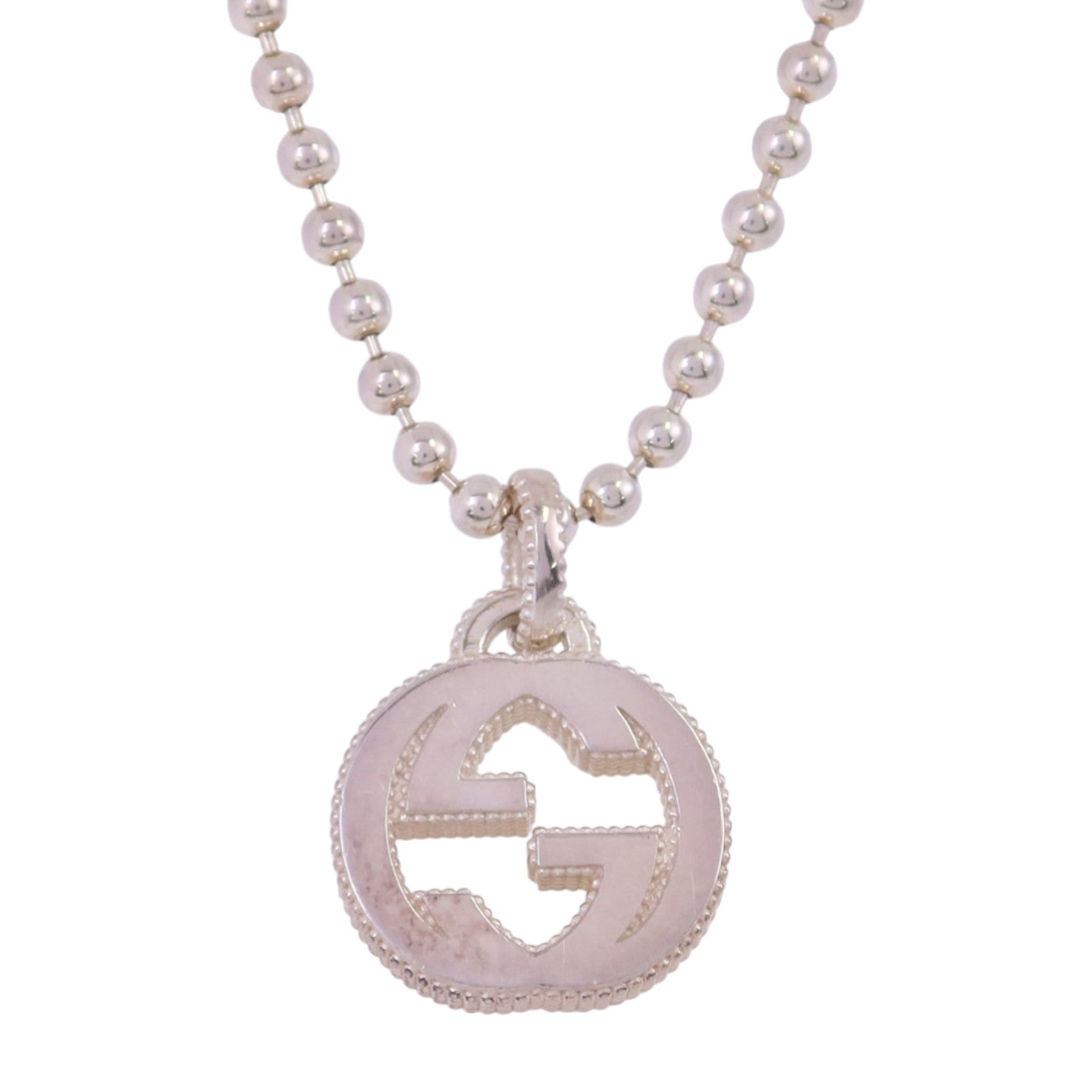 GUCCI 925純銀Interlocking G Necklace銀扣項鏈