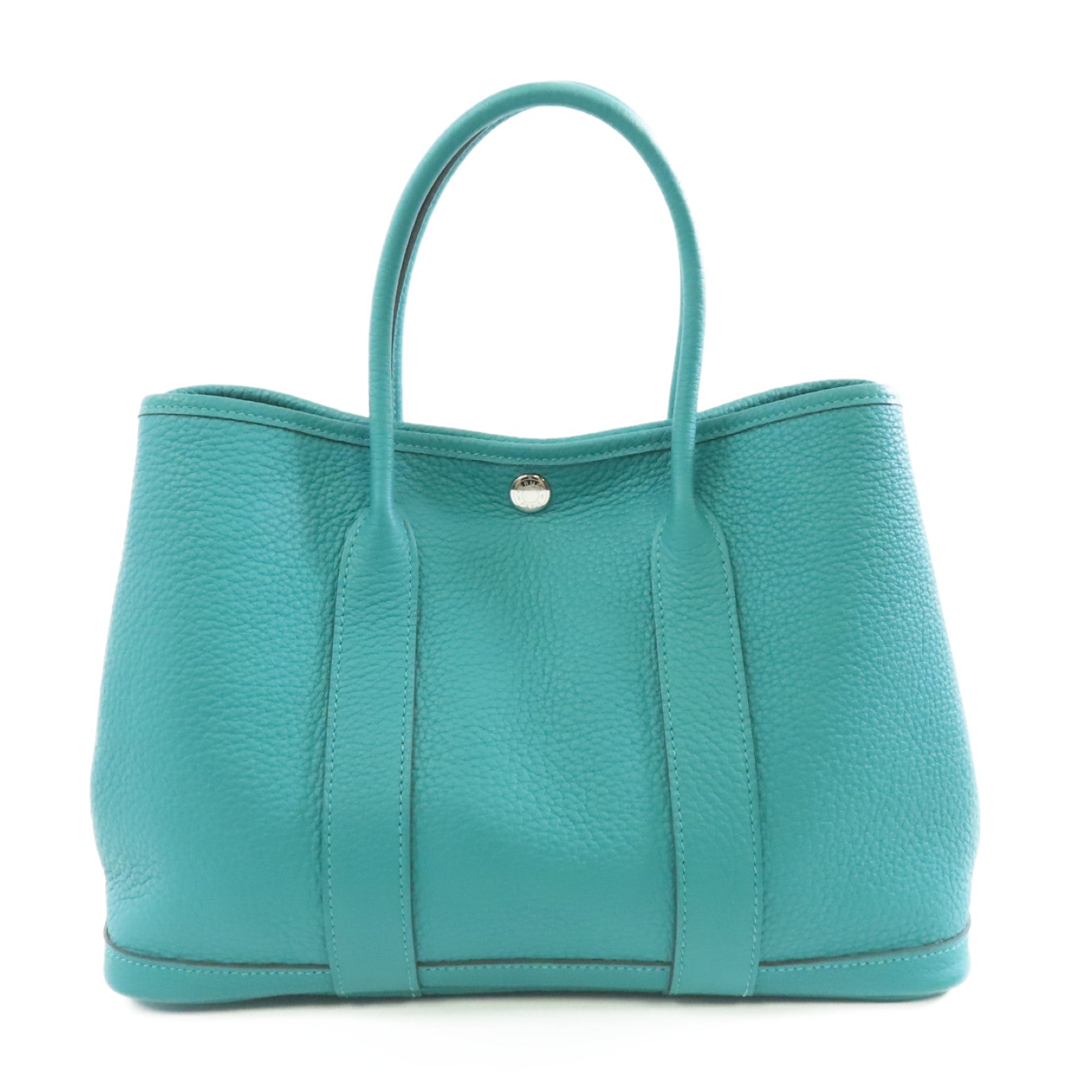 HERMES Negonda皮革Garden Party TPM銀扣手挽袋Vert Jade/綠色