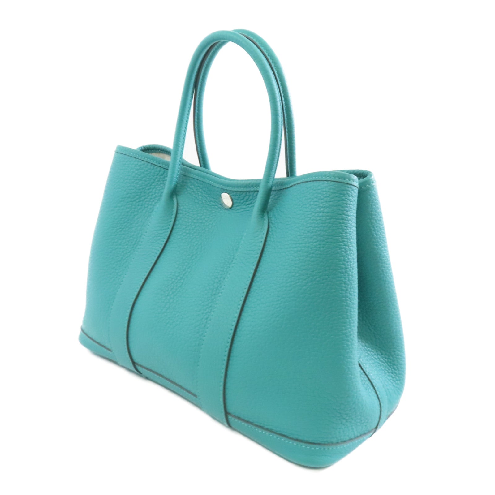 HERMES Negonda皮革Garden Party TPM銀扣手挽袋Vert Jade/綠色