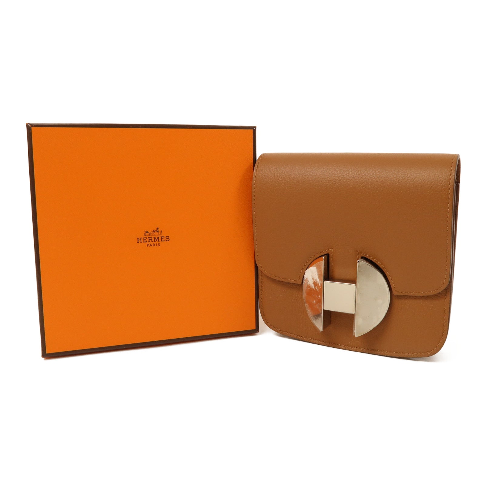 HERMES 【激減優惠】Evercolor皮革2002 Wallet銀扣錢包Gold