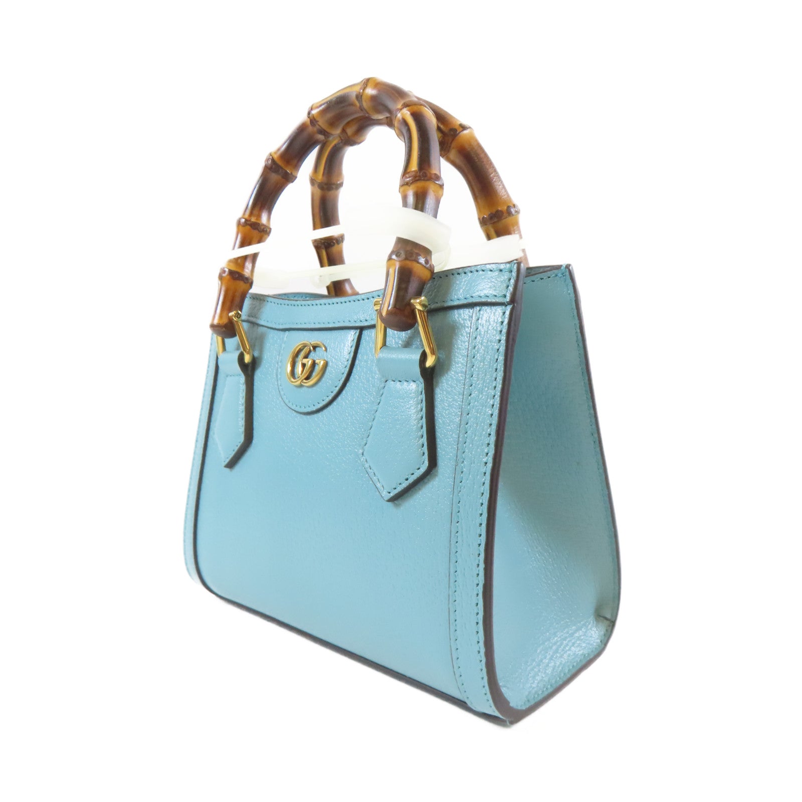 GUCCI 牛皮皮革Diana Mini Tote 2 Way Shoulder Bag金扣手挽肩背兩用袋藍色