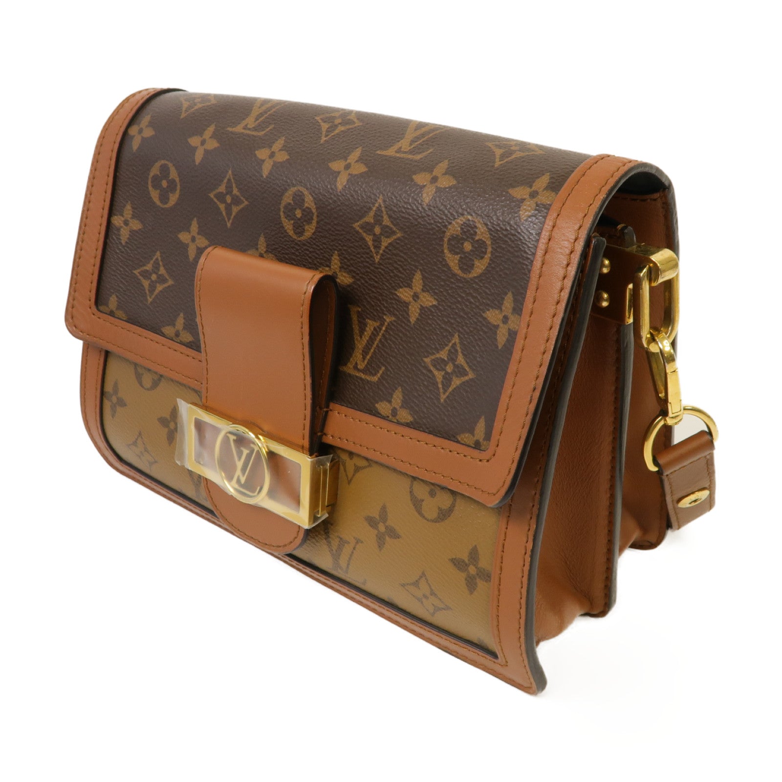 LOUIS VUITTON 【激減優惠】Monogram Reverse Dauphine金扣肩背袋棕色