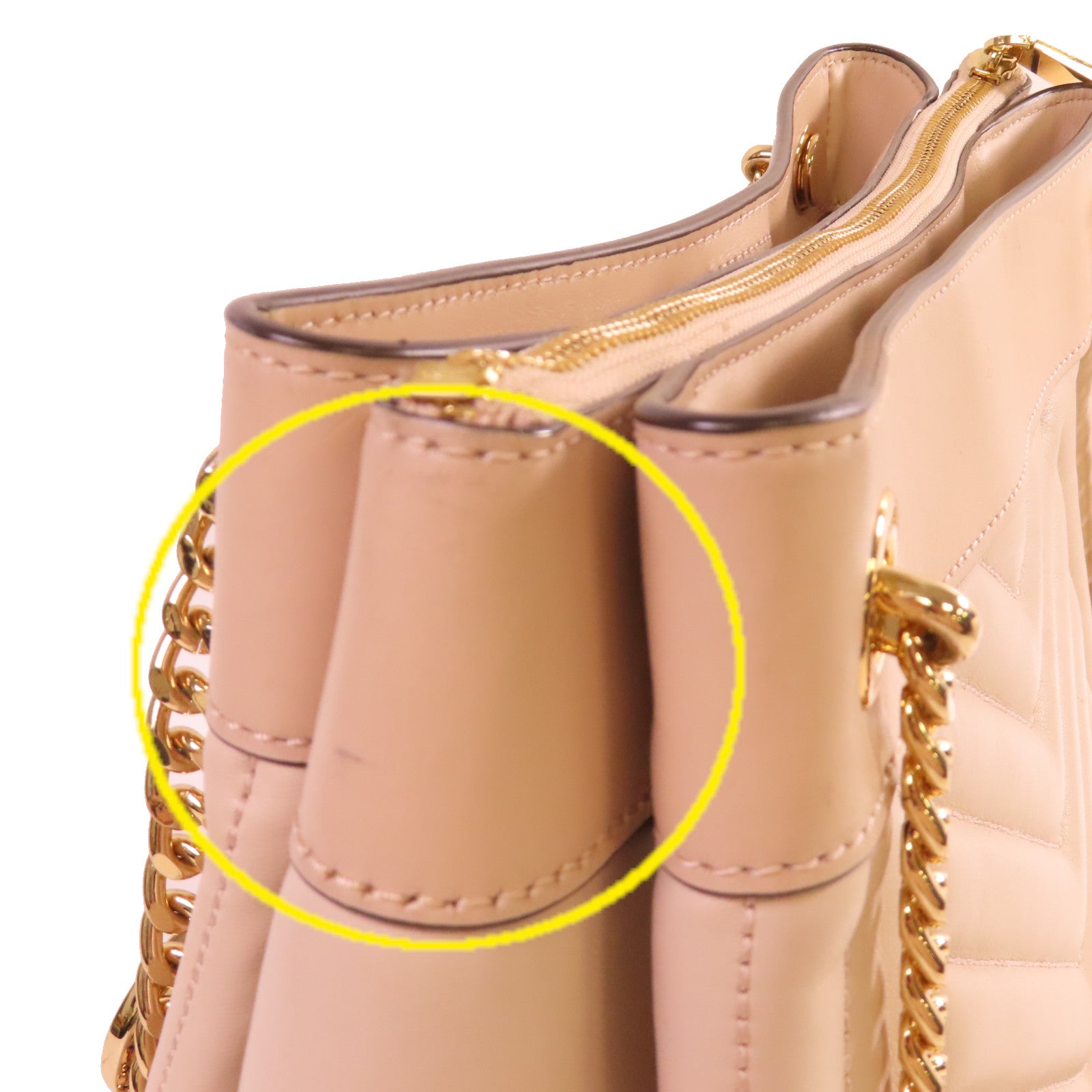 Michael Kors 羊皮皮革Chain Shoulder Bag金扣鏈帶肩背袋杏色