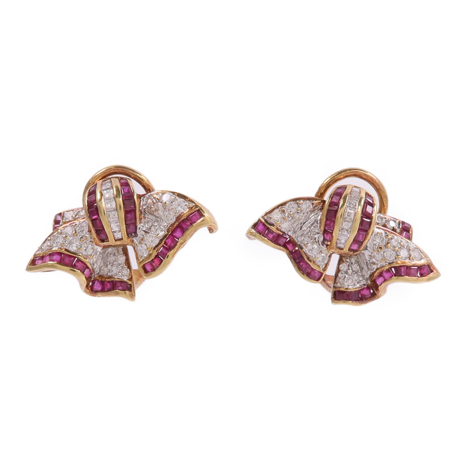JEWELRY 18K黃金/白金Ruby Diamond Earrings紅寶石/鑽石耳環