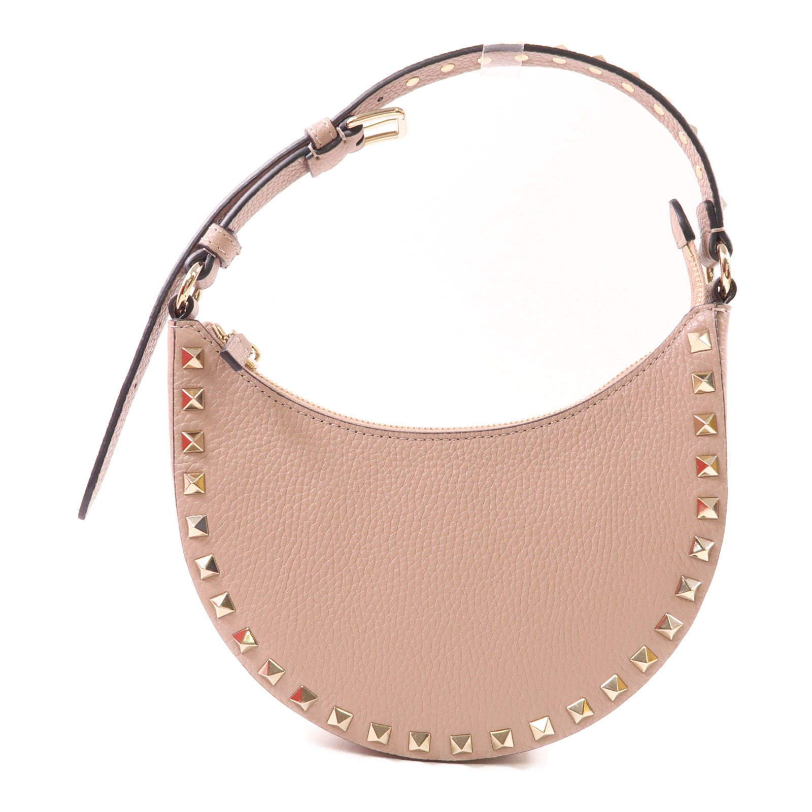 Valentino GHW Mini Rockstud Hobo Bag Handbag Calfskin Leather 6W2P0AI7VSH P45