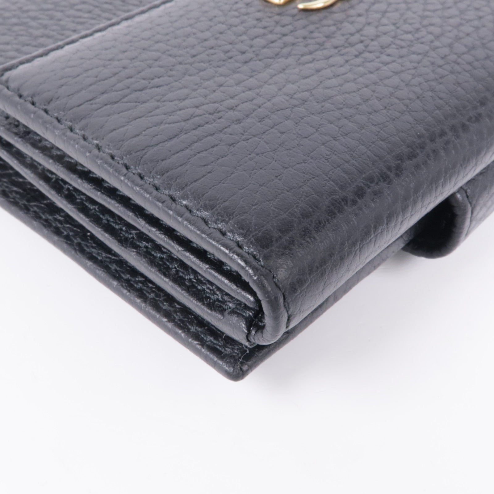GUCCI GG GHW Wallet 456122 Calfskin Leather Black