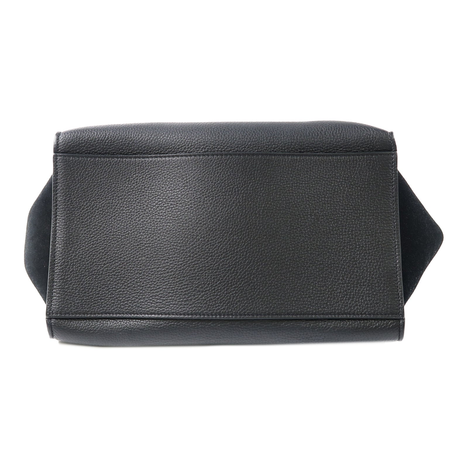 CELINE 牛皮皮革Trapeze銀扣手挽肩背兩用袋黑色