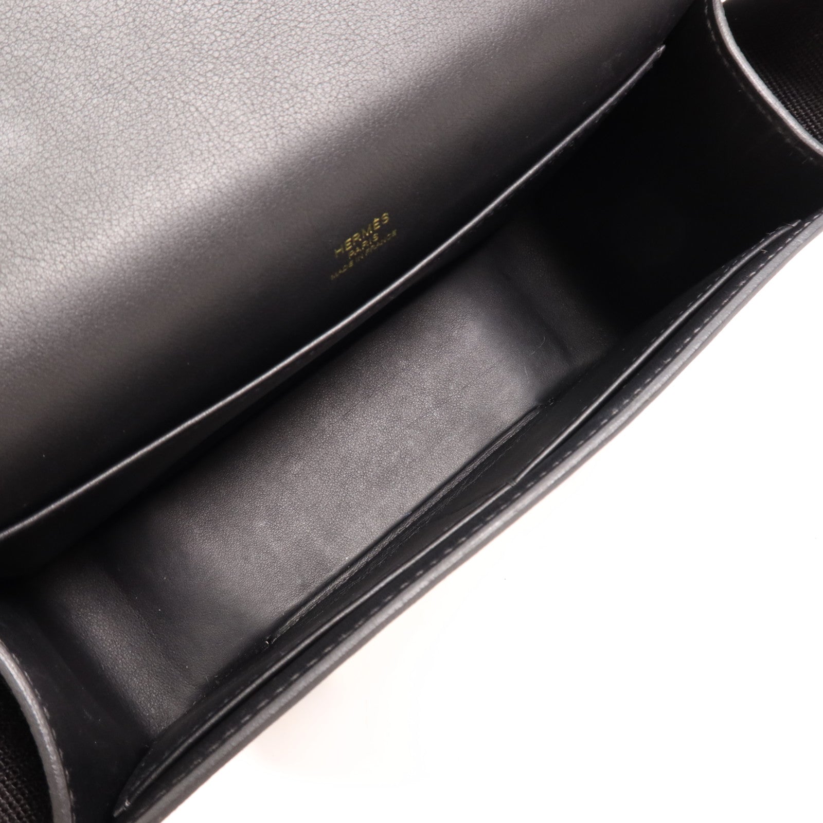 HERMES Chevre皮革Geta金扣肩背袋Noir