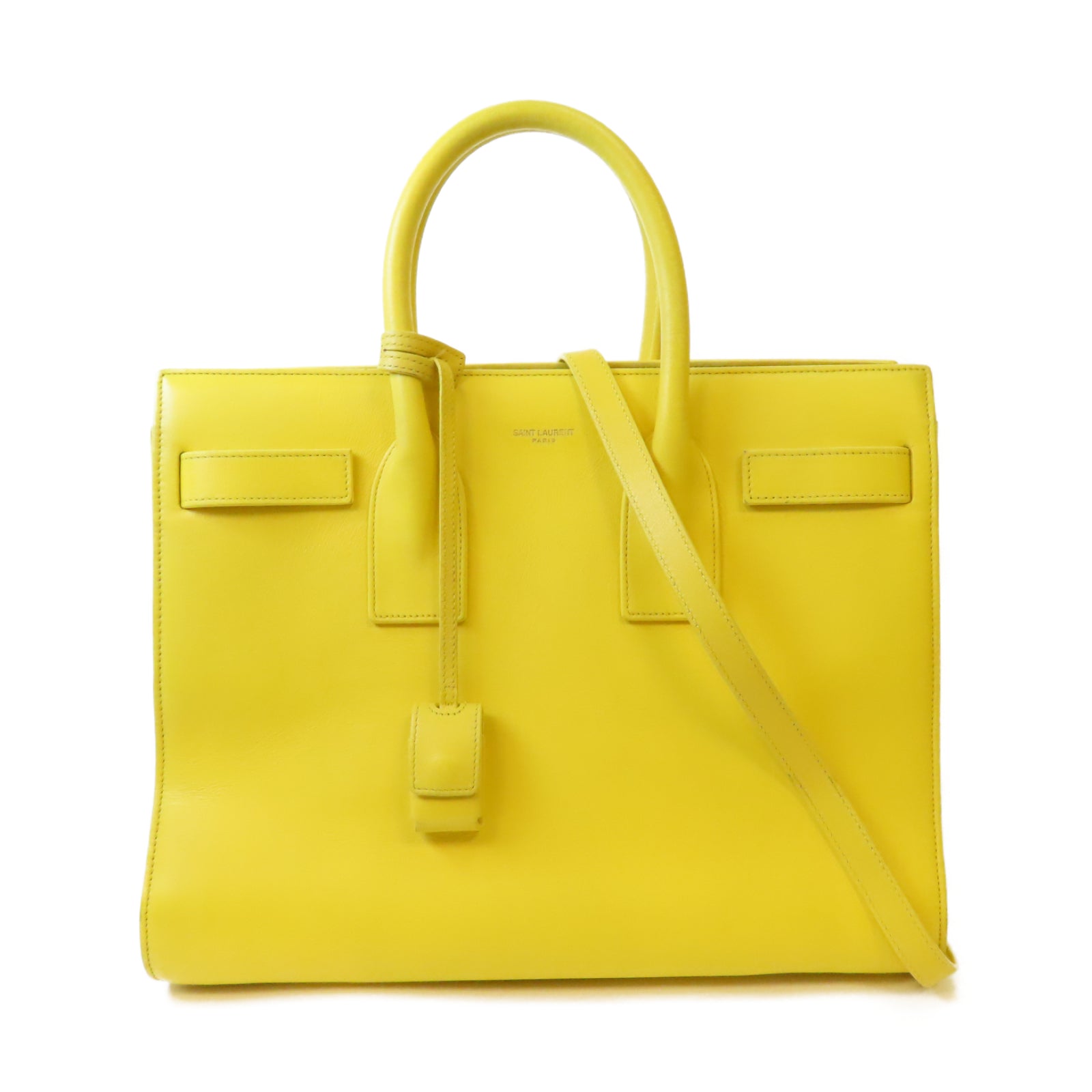 SAINT LAURENT 牛皮皮革Sac De Jour Bag金扣手挽肩背兩用袋黃色