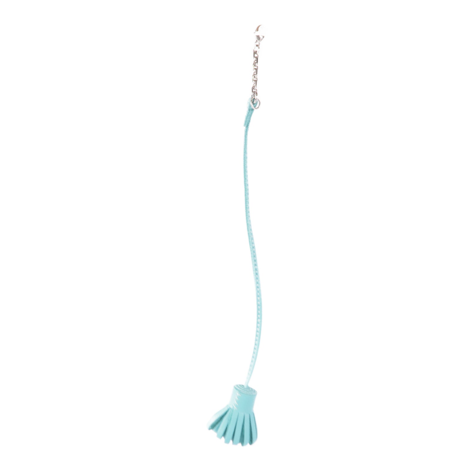 HERMES 皮革Carmencita MM銀扣掛飾Blue