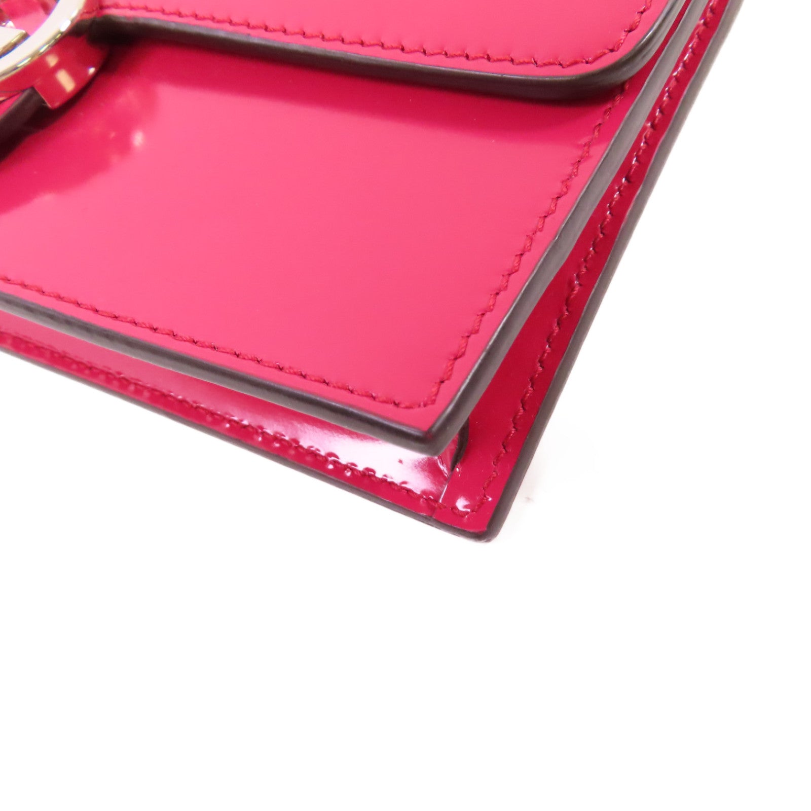 GUCCI 漆皮皮革Wallet On Shoulder Bag金扣肩背袋紫粉色