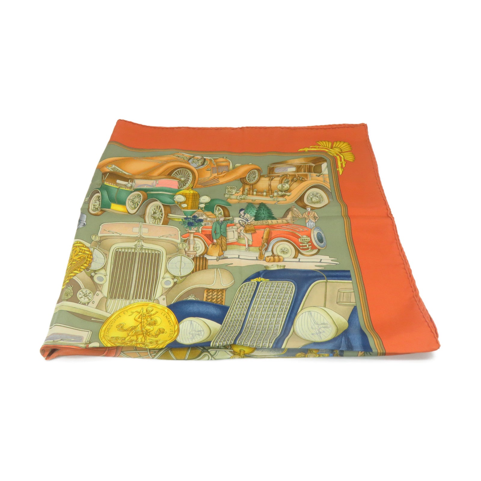HERMES 【激減優惠】絲質Scarf 90x90絲巾啡色/金色/綠色/彩色