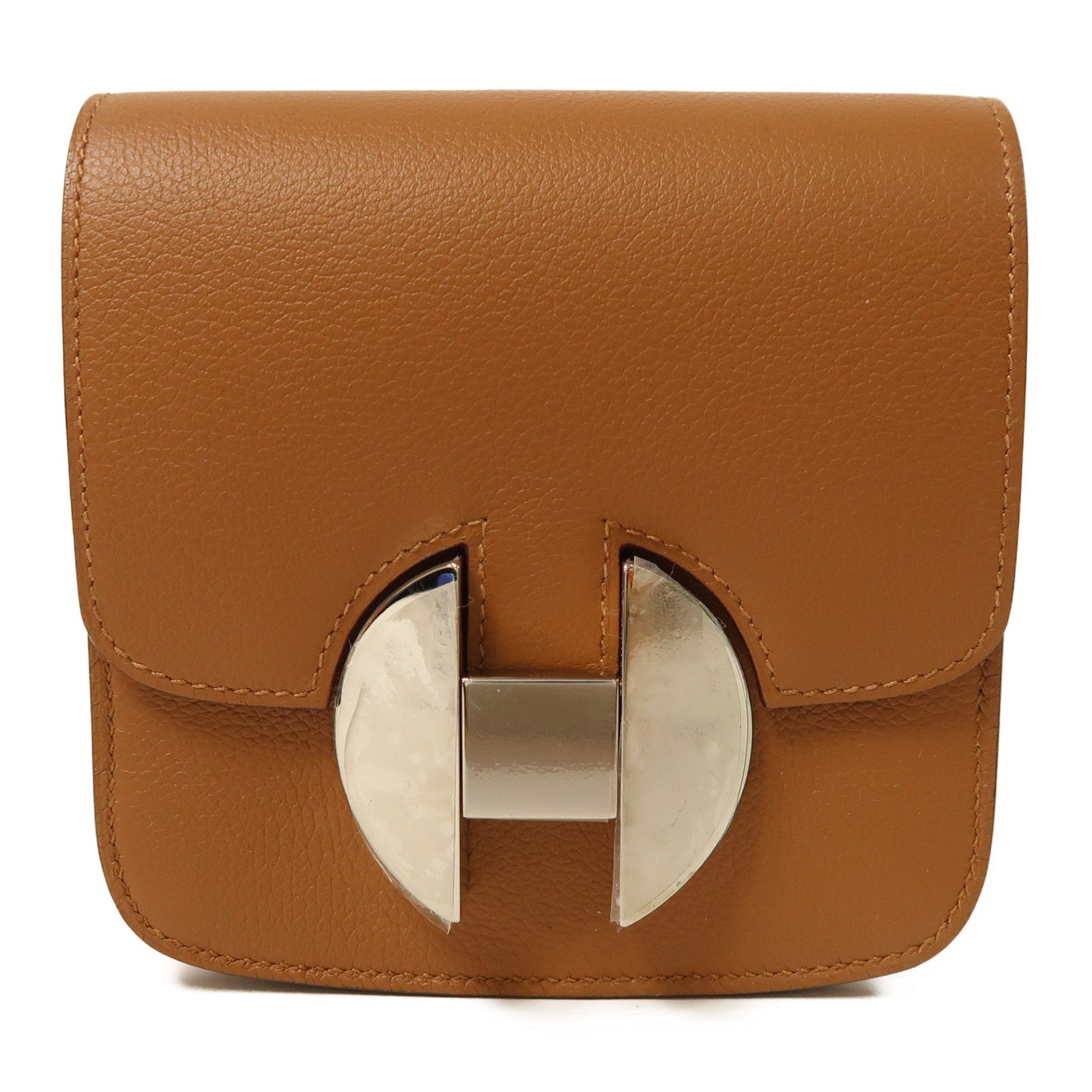 HERMES 【激減優惠】Evercolor皮革2002 Wallet銀扣錢包Gold