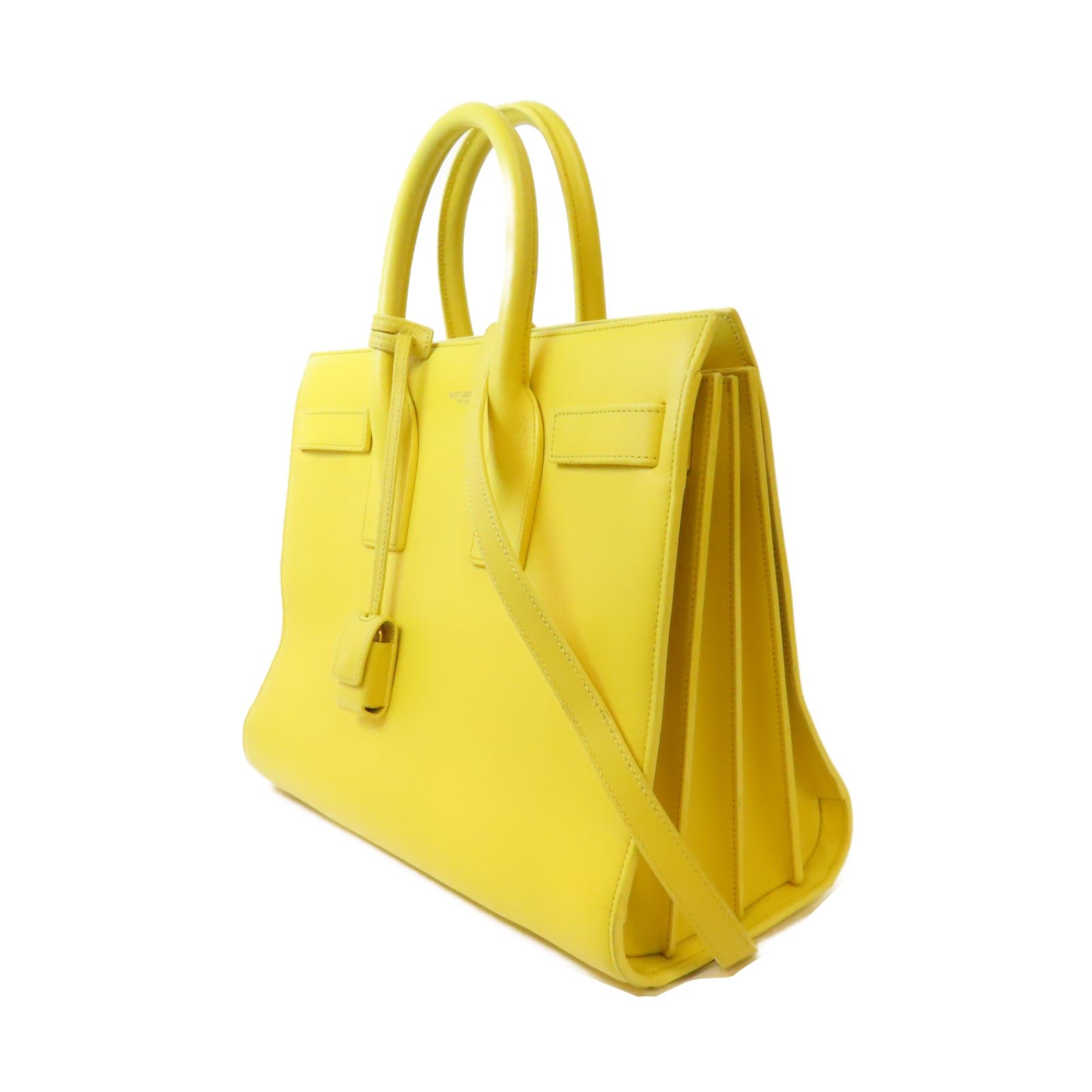 SAINT LAURENT 牛皮皮革Sac De Jour Bag金扣手挽肩背兩用袋黃色