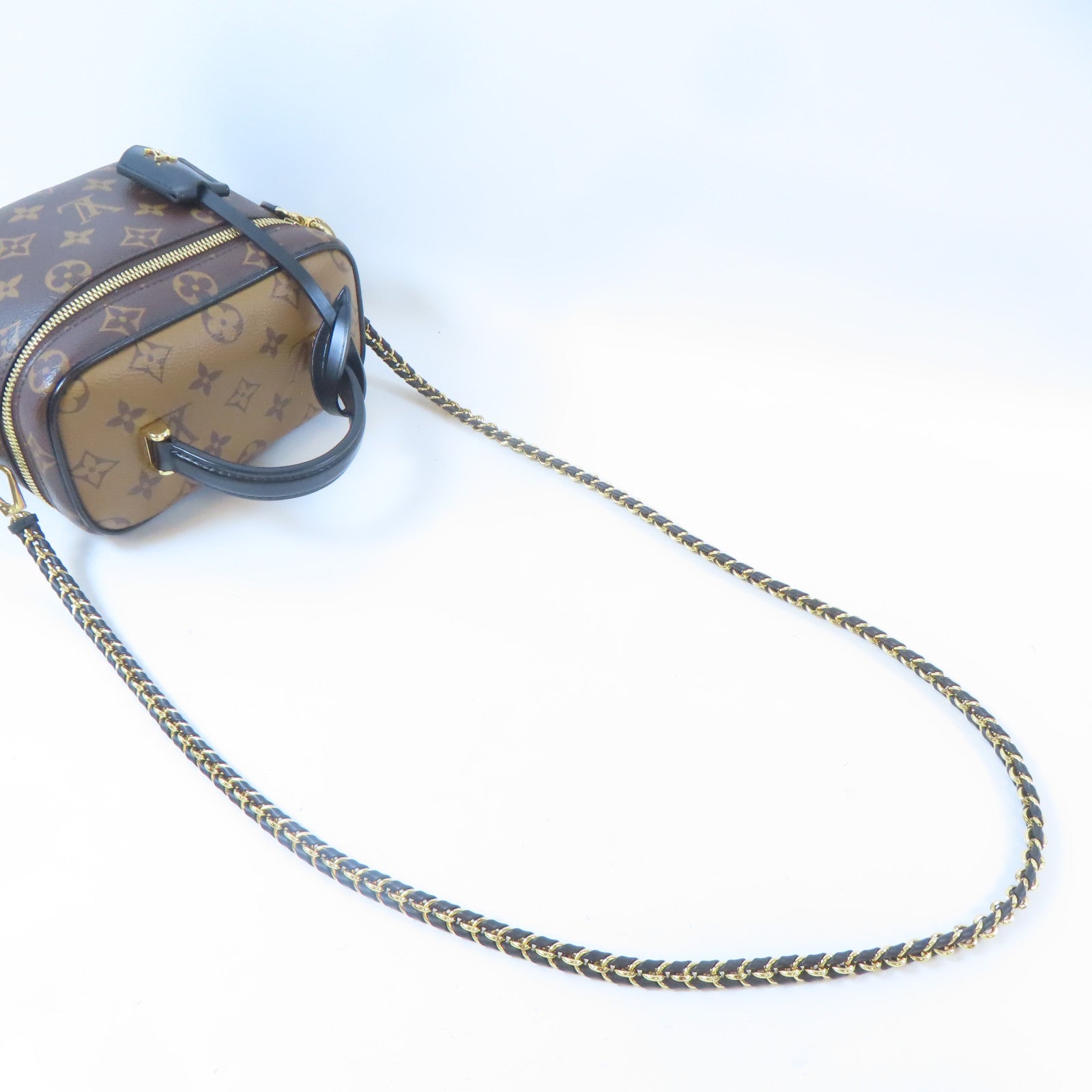 LOUIS VUITTON Monogram Reverse Vanity PM金扣手挽肩背兩用袋啡色