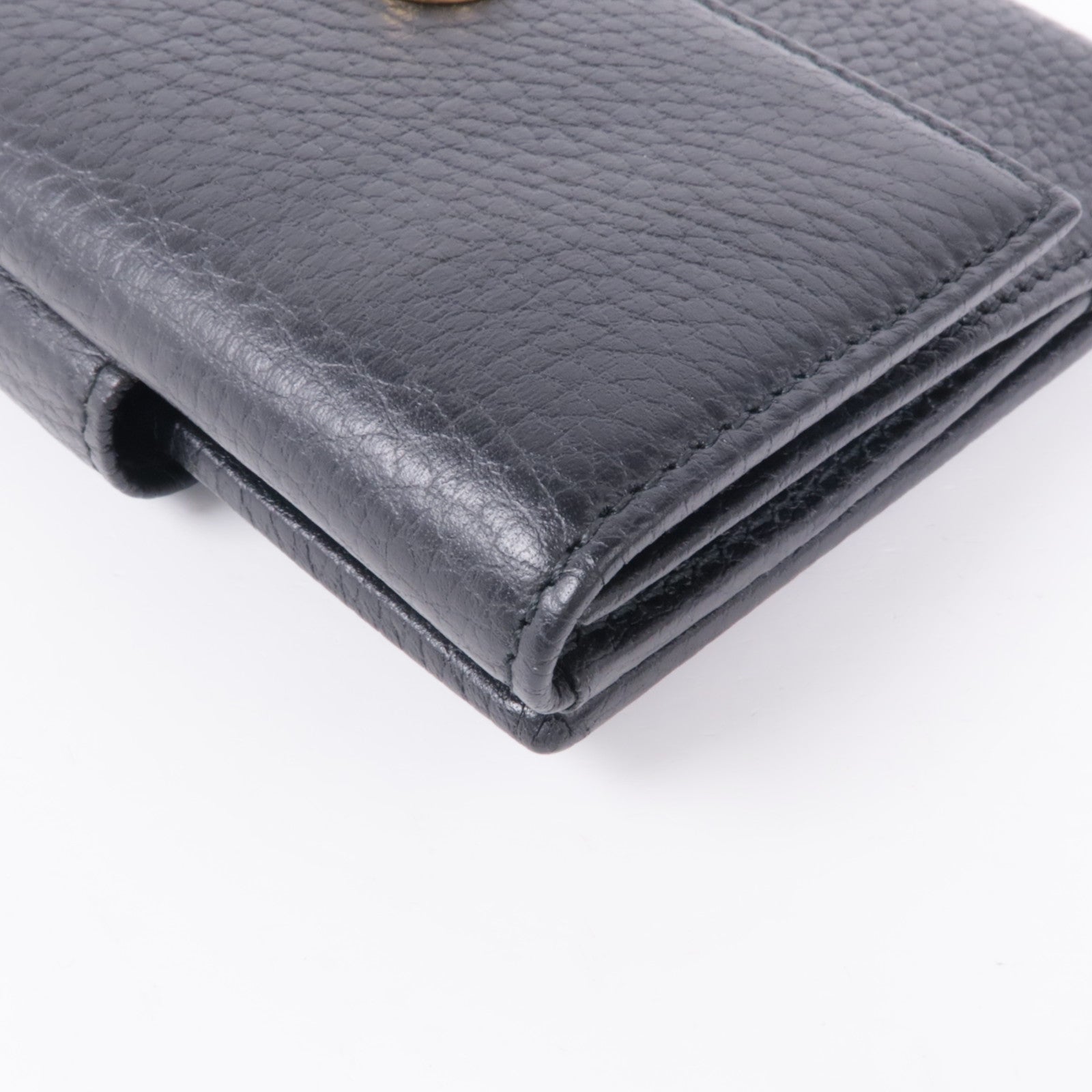 GUCCI GG GHW Wallet 456122 Calfskin Leather Black