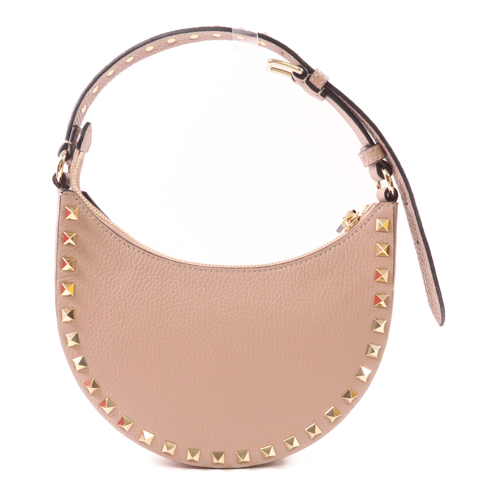 Valentino GHW Mini Rockstud Hobo Bag Handbag Calfskin Leather 6W2P0AI7VSH P45