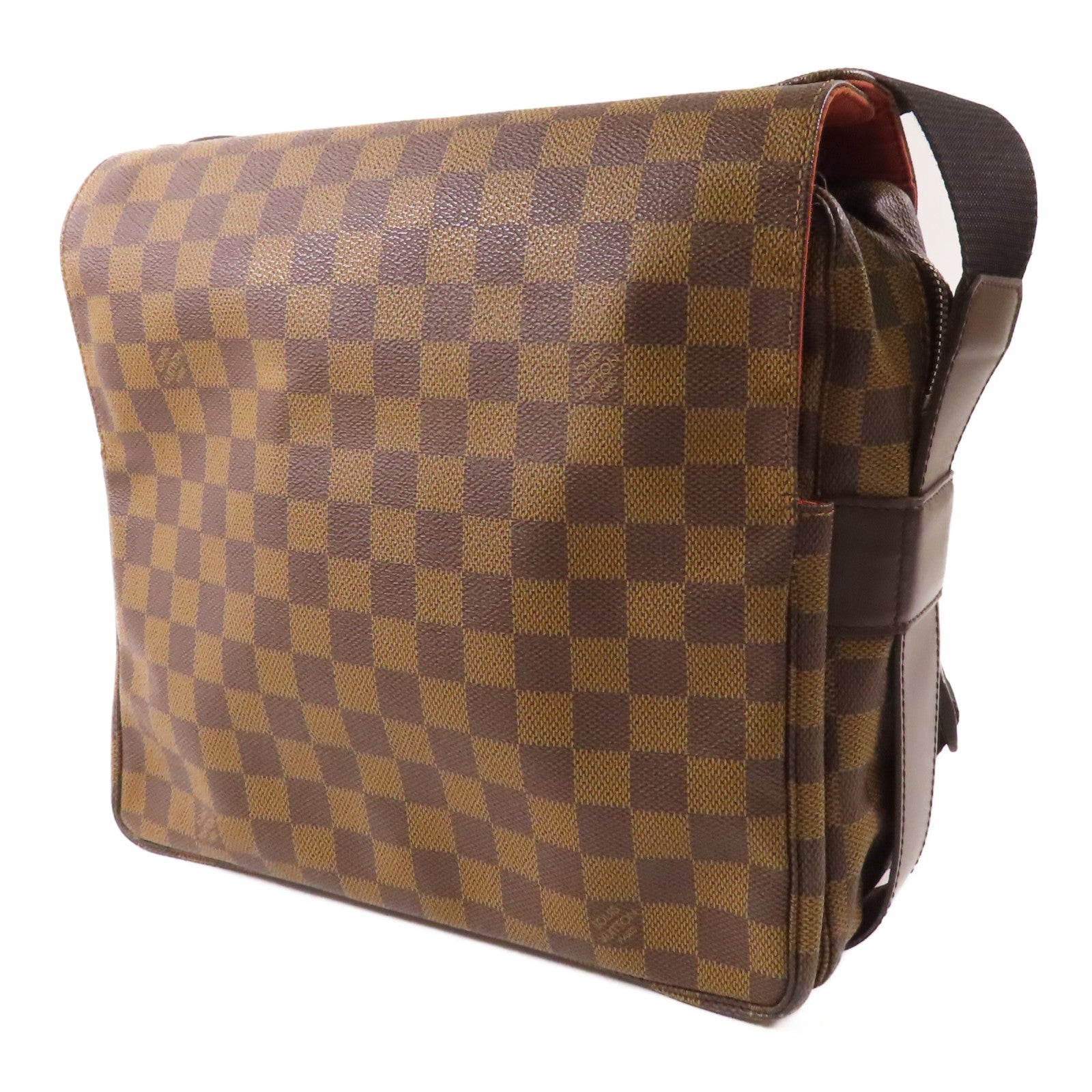LOUIS VUITTON Damier Naviglio金扣肩背袋棕色