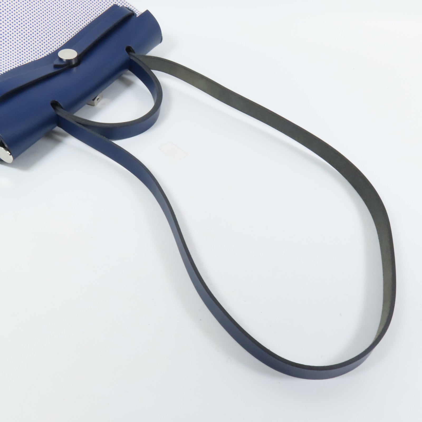 HERMES 帆布Herbag PM銀扣手挽肩背兩用袋Maue/Bleu