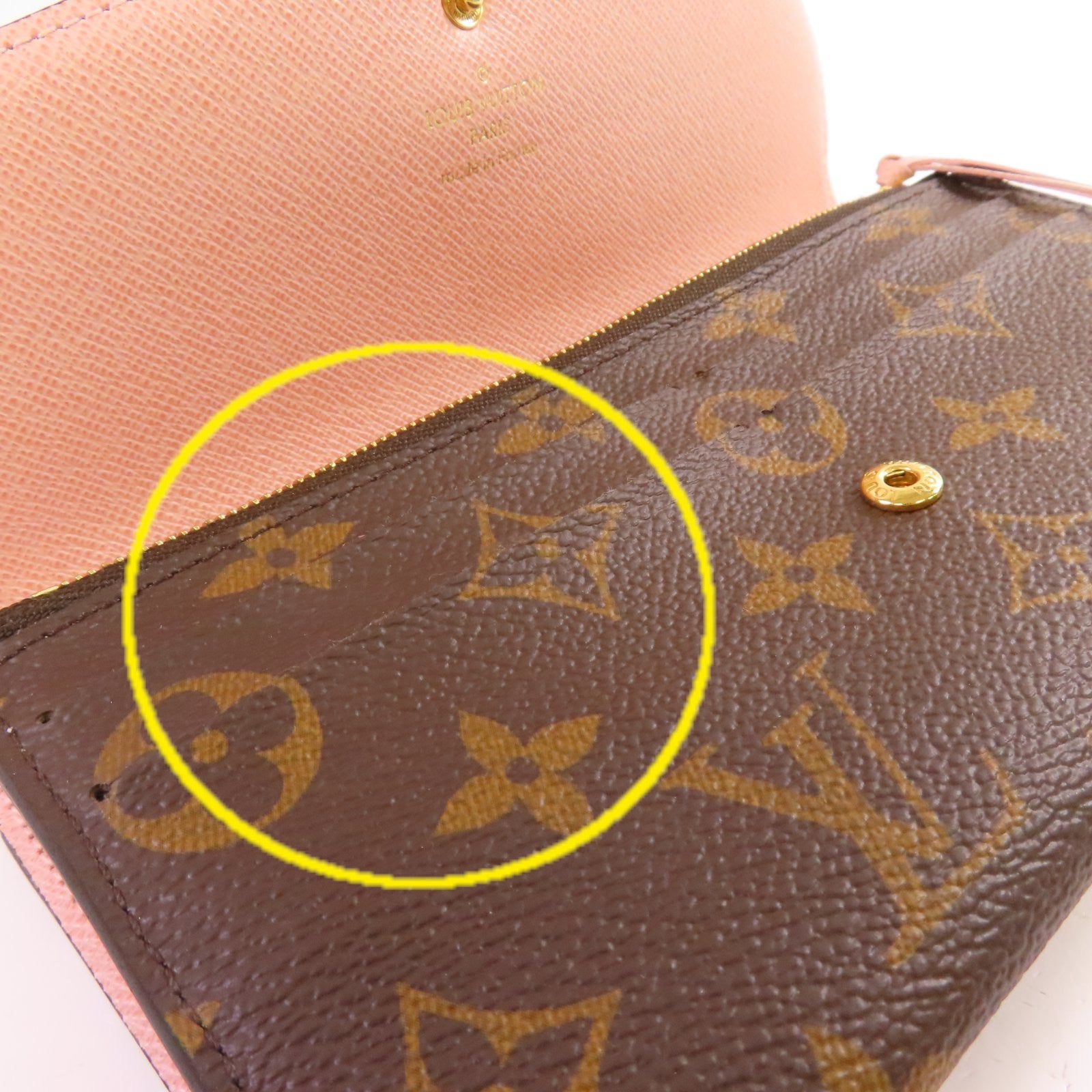 LOUIS VUITTON Monogram Sarah Long Wallet金扣長錢包啡色/粉紅色