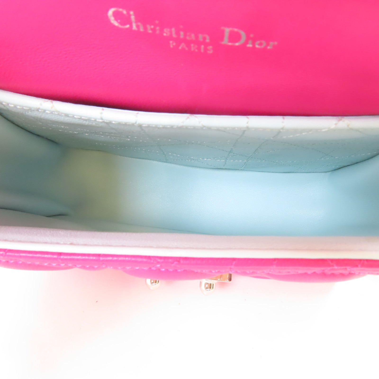 Dior 羊皮皮革Miss Dior銀扣鏈帶肩背袋粉紅色