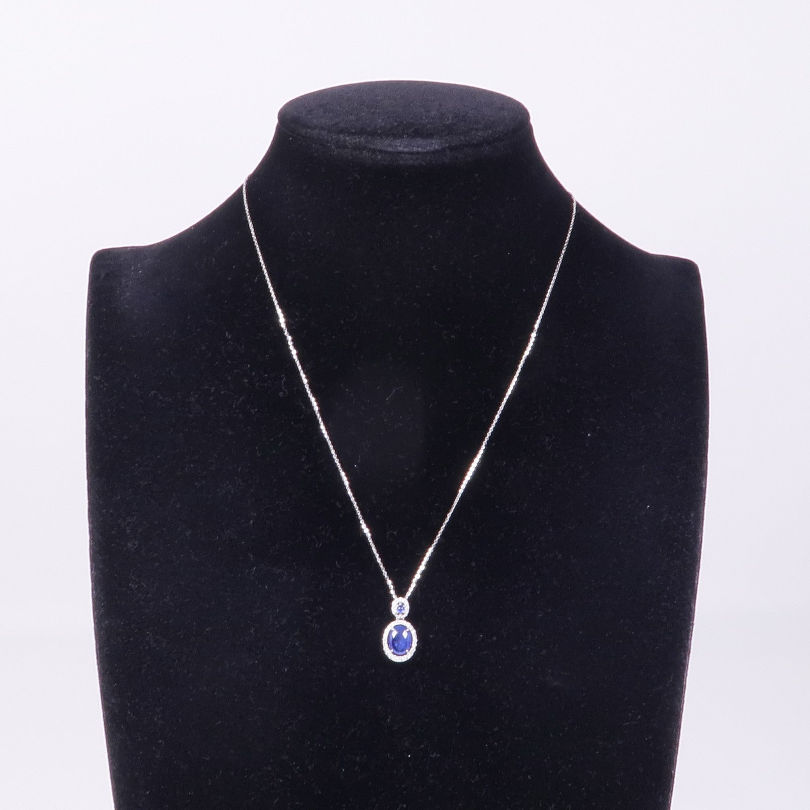 JEWELRY Sapphire Diamond Necklace 18K White Gold