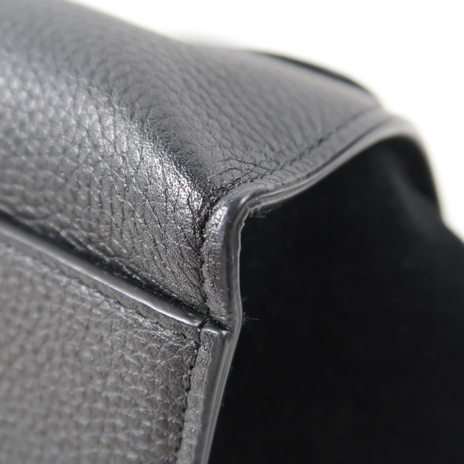 CELINE 牛皮皮革Trapeze銀扣手挽肩背兩用袋黑色