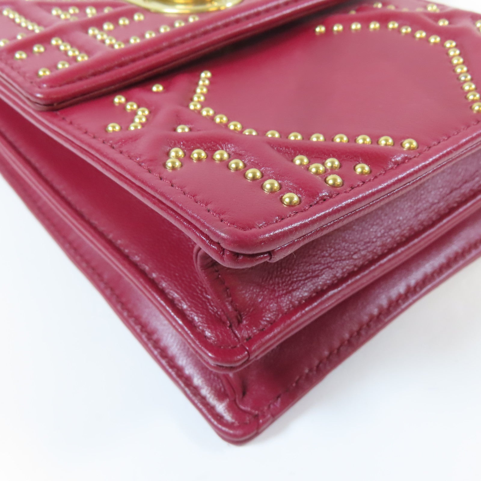 Dior 羊皮皮革Ama Chain Shoulder Bag金扣鏈帶肩背袋紅色