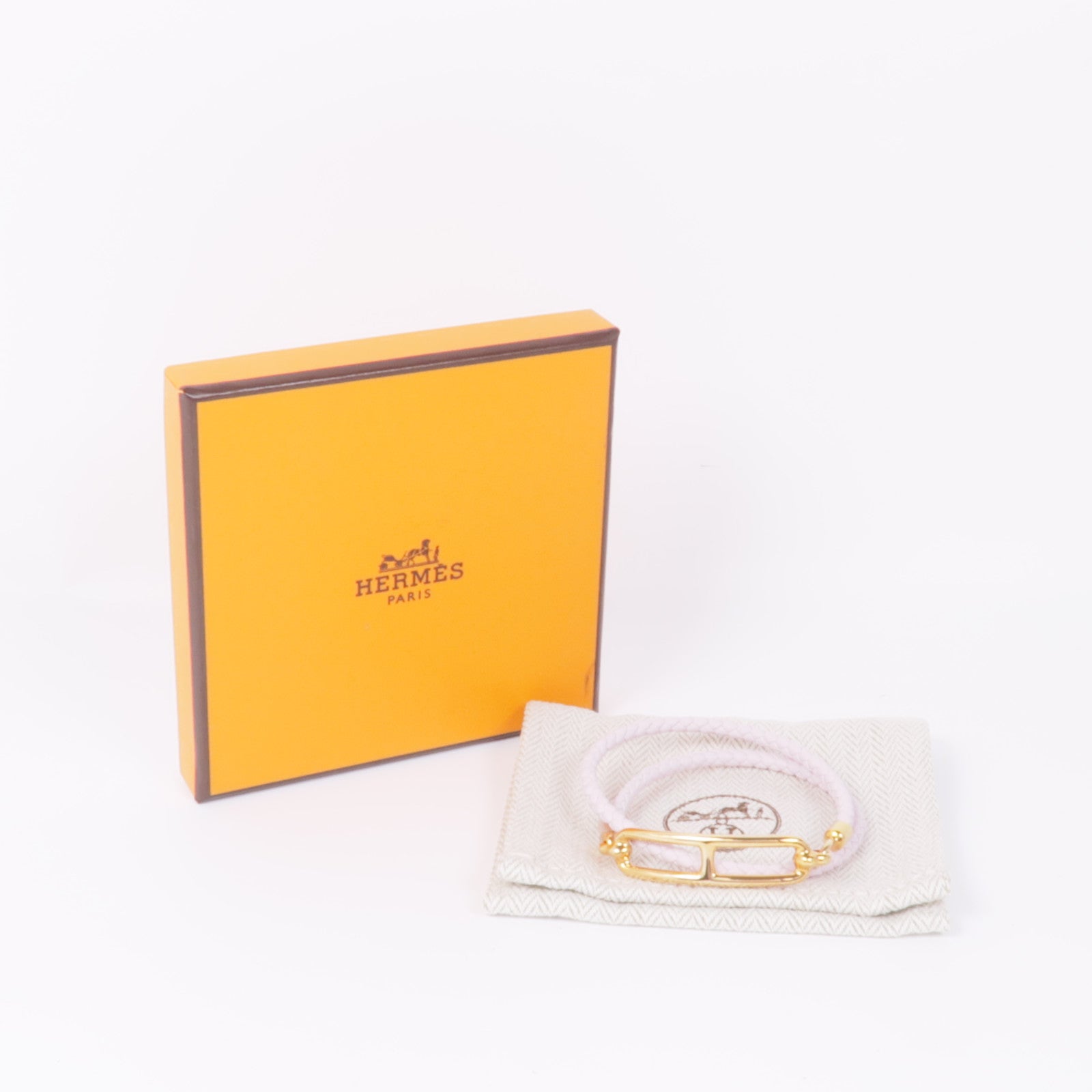 HERMES 皮革Roulis Double Tour Bracelet金扣手鐲